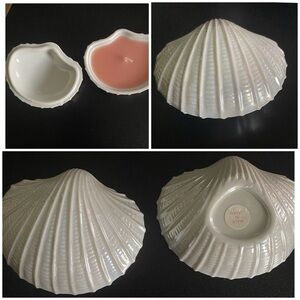 Vintage Ceramic Iridescent 4” Mini Shell-Shaped Scalloped Candle Holder
